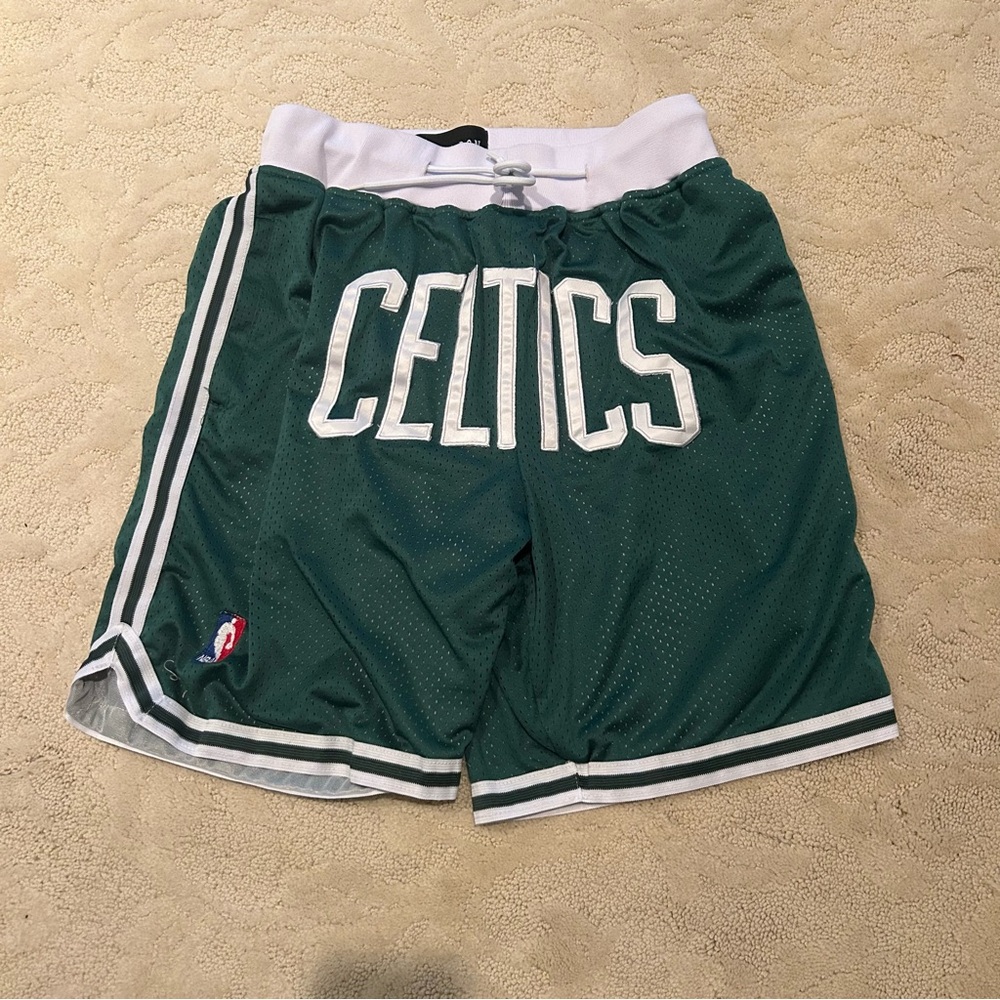 Just Don Green and White Boston Celtics Shorts
